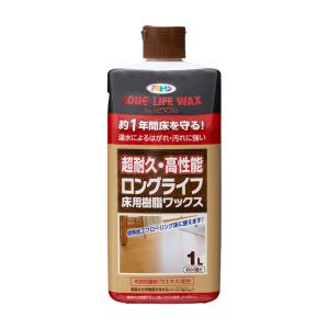 ロングライフ床用樹脂ワックス (1L) フロアワックス 床 フローリング 天然抗菌剤 (竹エキス) 除菌剤 (グリシン系消毒薬品) 配合 アサヒペンの商品画像