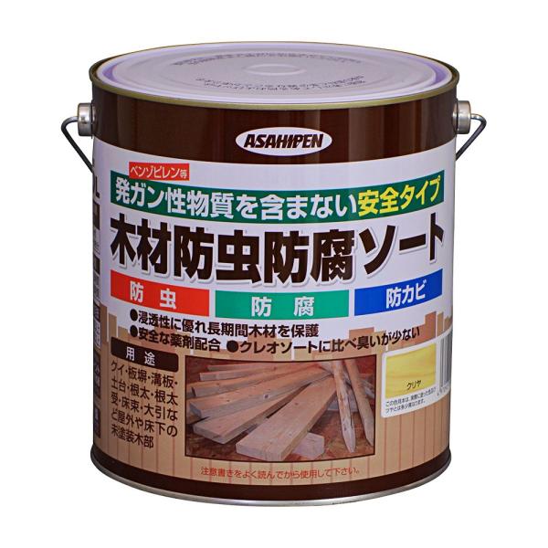 塗料 ペンキ 木材防虫防腐ソート クリヤ/透明 2.5L 日光や雨に強い屋外木部専用防腐処理剤 発ガ...