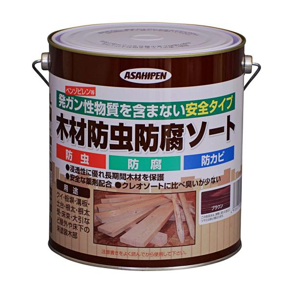 塗料 ペンキ 木材防虫防腐ソート ブラウン/茶色 2.5L 日光や雨に強い屋外木部専用防腐処理剤 発...