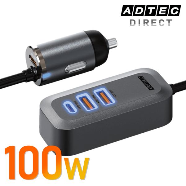 100W 4ポート セパレート ACPD-V100A2C2 シガーソケット PD充電器 【USB-C...
