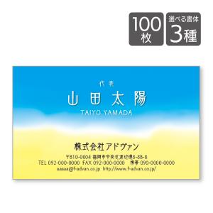 名刺 印刷 作成 ショップカード カラー100枚 テンプレートで簡単作成 青+黄 card-219｜advan-printing