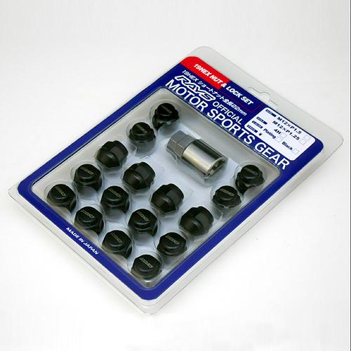 レイズ １９ＨＥＸ ナット＆ロックセット Ｌ２２ショートタイプ ブラック