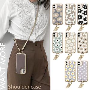 iPhone13 ケース ショルダー iPhone14 ケース iPhone12 ケース iPhoneケース カード カード収納 背面 花柄 ベージュ