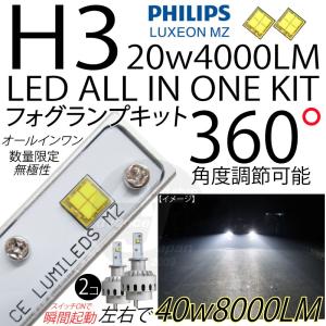 アウトレット在庫処分 H3 LEDフォグランプ オールインワンキット フィリップスPHILIPS MZ 6500k 20w 4000lm ホワイト  リレーレス ファン 無極性 バルブ｜advance-japan