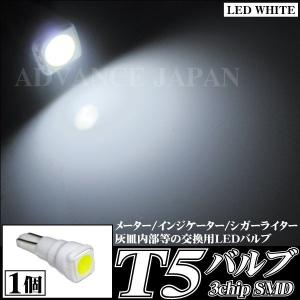 Ｔ5 LED バルブ 3chip SMD ウェッジ球　ホワイト 白1個｜advance-japan
