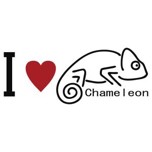 ステッカー I LOVE Chameleon 選べる4色 縦6ｃｍ×横15ｃｍ オリジナルステッカー パンサー エボシ ジャクソン カメレオン 爬虫類 Reptilia レプタイル