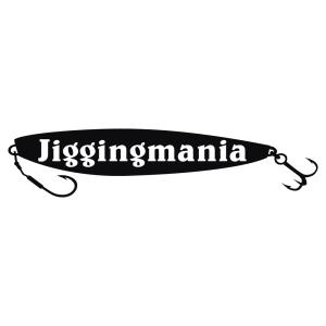 ステッカー jiggingmania ジギングマニア 選べる10色 縦6ｃｍ×横27ｃｍ パロディステッカー 釣り ジギング メタルジグ｜advanceworks2008