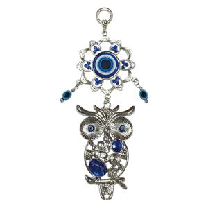 ナザールボンジュウ オーナメント フクロウ LA ふくろう ガラス細工 トルコのお守り 梟 青い目玉 トルコ 開運 お守 魔除け ナザールボンジュー ナザールボンジュ