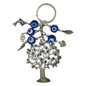 ナザールボンジュウ キーホルダー ツリー 木 ガラス細工 トルコのお守り 青い目玉 トルコ 開運 お守 魔除け 輸入雑貨 ナザールボンジュー ナザールボンジュ
