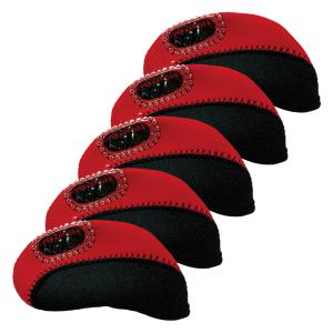 窓付き アイアンカバー 5枚 ツートン ワイドソール対応 ヘッドカバー クラブカバー ゴルフ GOLF