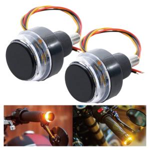 デイライト付きバーエンドウインカー 白色LEDデイライト付き 12V バイク用 ハンドルバーに装着 ウインカー