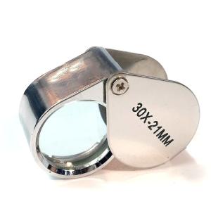 ハンドルーペ 倍率30倍 ジュエリールーペ チェーンホルダー付き 拡大鏡 コンパクトサイズ 時計基盤 宝石鑑定 紙幣鑑定に
