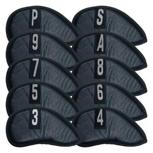 レザー風アイアンカバー 10枚 番手付き ヘッドカバー クラブカバー ゴルフ GOLF