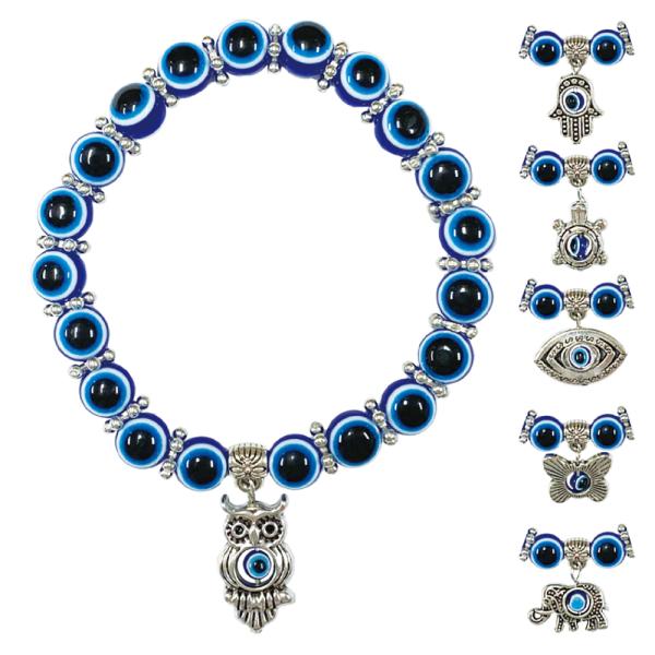ナザールボンジュウ ブレスレット B ガラス細工 トルコのお守り 青い目玉 トルコ 開運 お守 魔除...