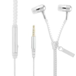 ファスナー式 ジッパー カナル型 イヤホン コントローラー マイク付 白
