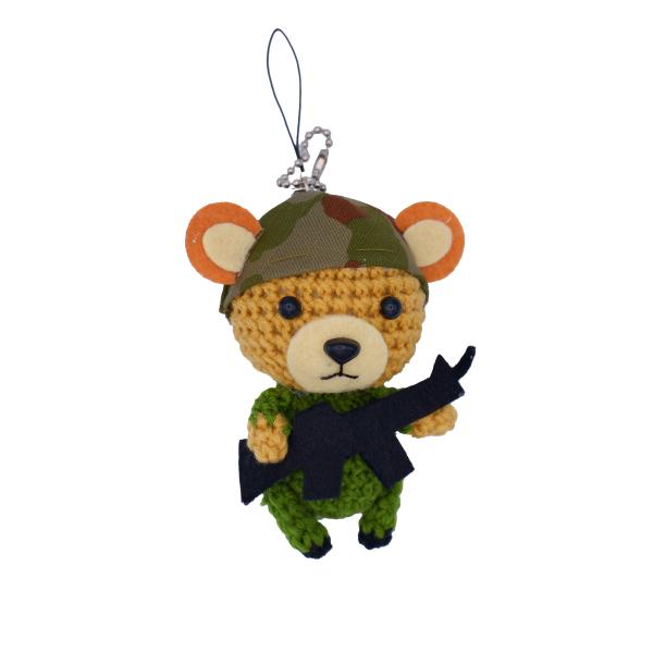 くまくまお 陸上自衛隊 迷彩 ハンドメイド キーホルダー GAN019 幸せを運ぶ ストラップ ぬい...