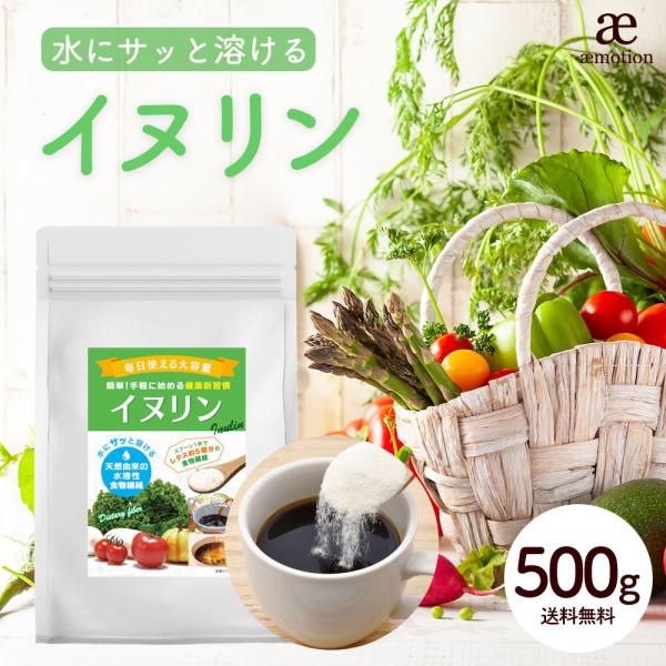 イヌリン 500g 食物繊維 水溶性食物繊維 ダイエット 粉末 サプリ パウダー チコリ由来 グルテ...
