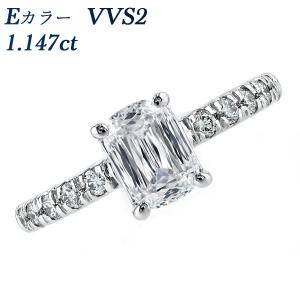 ダイヤモンド リング 1.147ct E VVS2 クッションモディファイドブリリアントカット 脇石0.24ct(Total) プラチナ Pt 鑑定書付