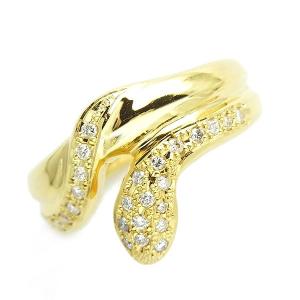 ダイヤモンド ヘビ リング 0.20ct(Total) 18金 K18 保証書付 プレゼント ギフト｜aemtjewelry