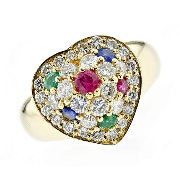 カラーストーン&amp;ダイヤモンド リング ダイヤ 1.14ct(Total) カラーストーン 0.56c...