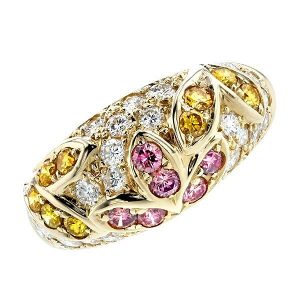 ダイヤモンド リング 1.02ct(Total) VS〜SI D〜F/YELLOW/PINK 18金...