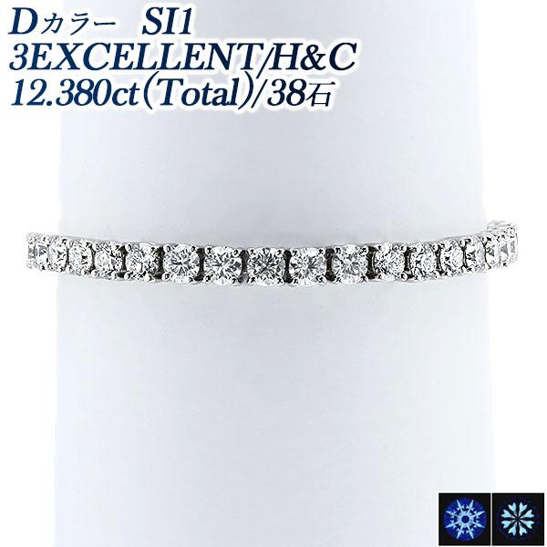 ダイヤモンド テニス ブレスレット 12.380ct(Total)/38石 D SI1 3EX H&amp;...