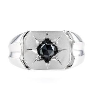 ブラックダイヤモンド 印台 メンズリング 0.598ct ローズカット プラチナ Pt 鑑別書付 プレゼント ギフト