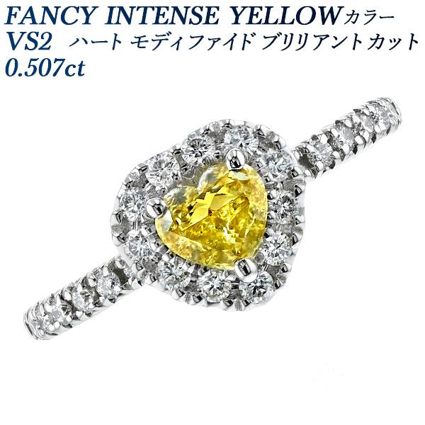 イエローダイヤモンド リング 0.507ct VS2 FANCY INTENSE YELLOW ハー...