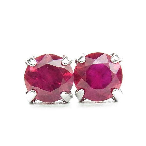 天然ルビー ピアス 0.25〜0.3ct(Total) ラウンドカット プラチナ Pt 保証書付 ル...