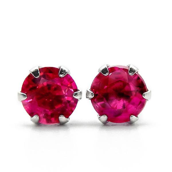 天然ルビー ピアス 0.15〜0.3ct(Total) ラウンドカット プラチナ Pt 保証書付 ル...