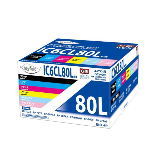 EPSON IC6CL80L互換インクカートリッジ  E80L-6P　日本ナインスター