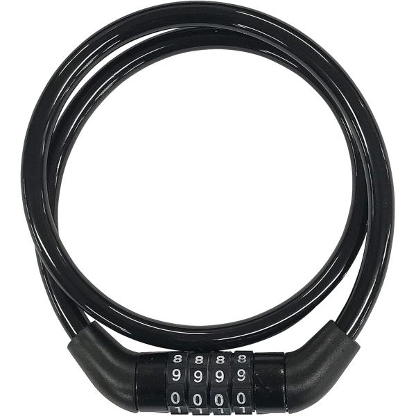 自転車ロック ダイヤル可変式ワイヤー錠 ブラック φ8×600mm カギ不要 番号設定可能 自転車防...