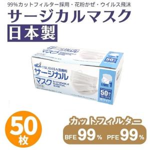 サージカルマスク 日本製 個包装 不織布 50枚 耳らく