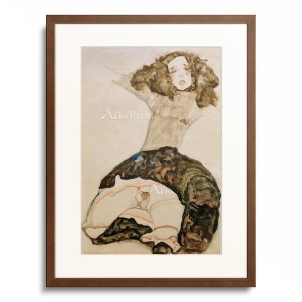 エゴン・シーレ Egon Schiele 「Schwarzhaariges Madchen mit ...