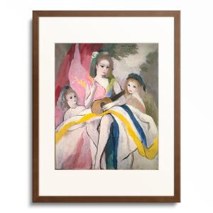 ローランサン、シャネルの肖像、希少な画集画、新品額装付 ローランサン、シャネルの肖像、希少な画集画、新品額装付
