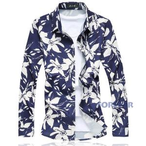 カジュアルシャツ メンズ アロハシャツ 長袖シャツ 花柄 和...