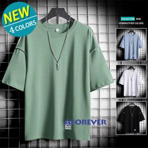 半袖Tシャツ メンズ Tシャツ 半袖 丸首Tシャツ カットソー 夏服 無地 トップス お兄系 父の日 プレゼント 2023