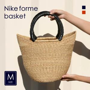 アフリカ ブルキナファソ 猫耳 マルシェバスケット Mサイズ No.8 かご
