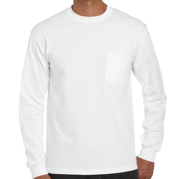 GILDAN（ギルダン）：6.0オンス ウルトラコットン 長袖ポケットTシャツ/ホワイト/メンズ2X...