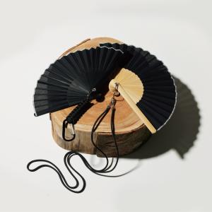 扇子 メンズ カラビナ付 黒 カーキ ベージュ...の詳細画像1
