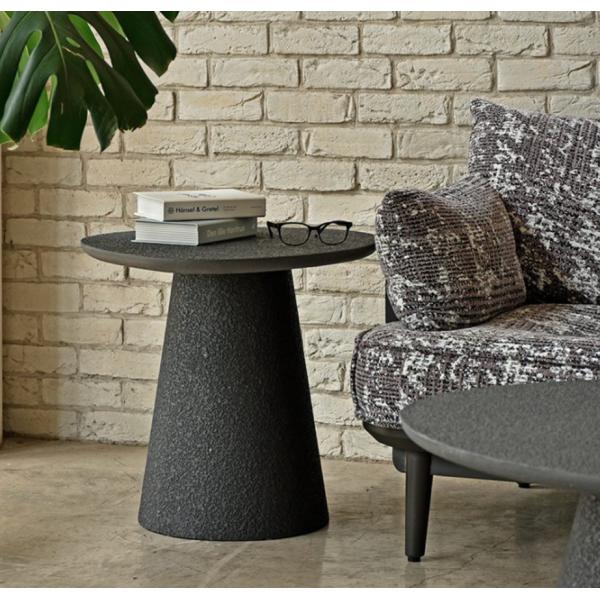 サイドテーブル　センターテーブル　丸　ロビー　ブラックセメント　インテリア　おしゃれ　ブラック　高級...