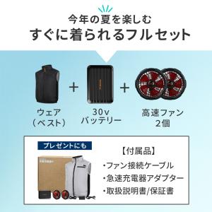 空調冷風ウェア(ベスト)・フルセット(30V)...の詳細画像4
