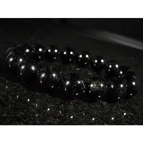 希少【漆黒】スーパーブラックルチル（黒針水晶）天然石ブレスレット12mm