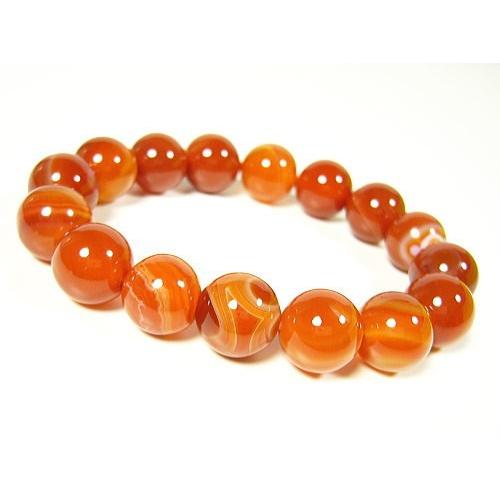 【ネコポス/ポスト投函】縞模様が美しい厳選赤瑪瑙12mm玉ブレスレット芦屋ダイヤモンド正規品