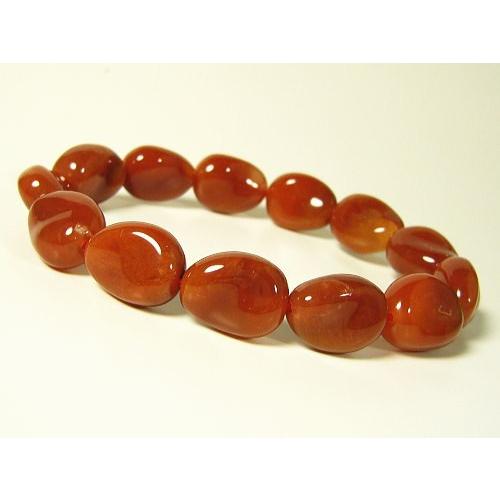 ★完売御礼★赤水晶（レッドクォーツ）/パワーストーン/天然石ブレスレット/12mm/ツイストオーバル...