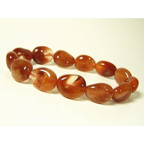 ★完売御礼★赤水晶（レッドクォーツ）/パワーストーン/天然石ブレスレット/12mm/ツイストオーバル...