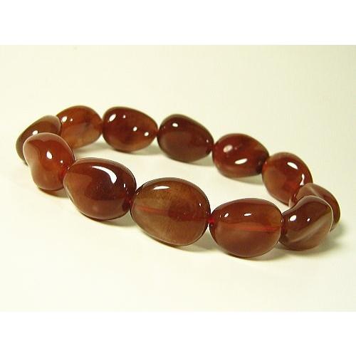 赤水晶（レッドクォーツ）/パワーストーン/天然石ブレスレット/12mm/ツイストオーバルカット/1点...