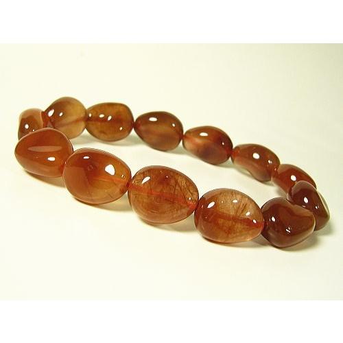 ★完売御礼★赤水晶（レッドクォーツ）/パワーストーン/天然石ブレスレット/12mm/ツイストオーバル...