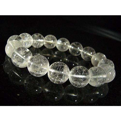 レインボーファントム入り★ヒマラヤ水晶ルチル入/天然石パワーストーンブレスレット/14mm