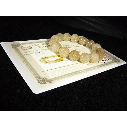 鑑別書付き！ホワイトルチル/天然石パワーストーンブレスレット/15mm/1点もの